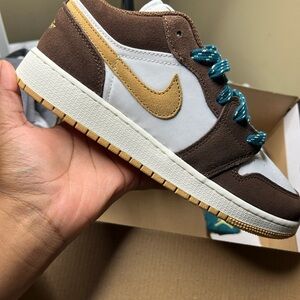 Kids Brown and White Nike Shoes